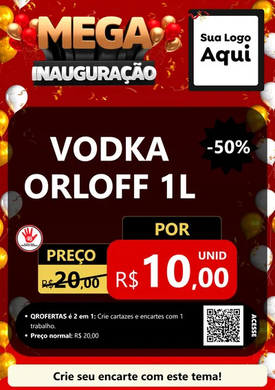 Modelo de Cartaz para Cartaz A4 Vertical com o tema Mega Inauguração para Distribuidora de bebidas