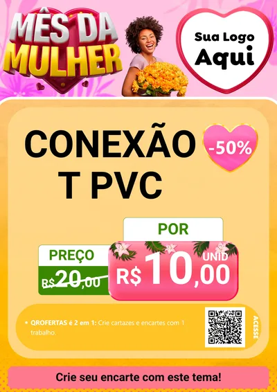 Modelo de Cartaz para Cartaz A4 Vertical com o tema Mês da Mulher para Tubos e conexões