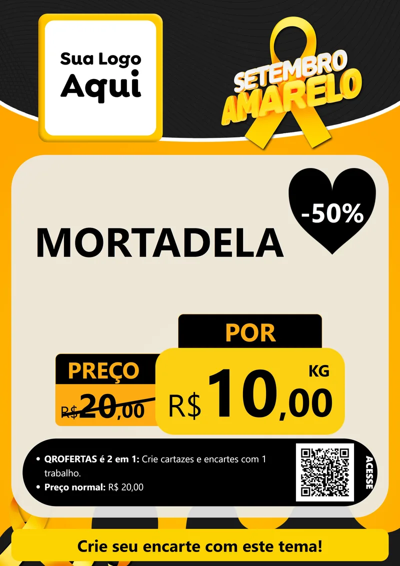 Modelo de Cartaz para Cartaz A4 Vertical com o tema Setembro Amarelo para Frios e Laticínios