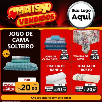 Modelo de Rede Social para Feed Facebook com o tema Mais Vendidos para Cama, Mesa e Banho