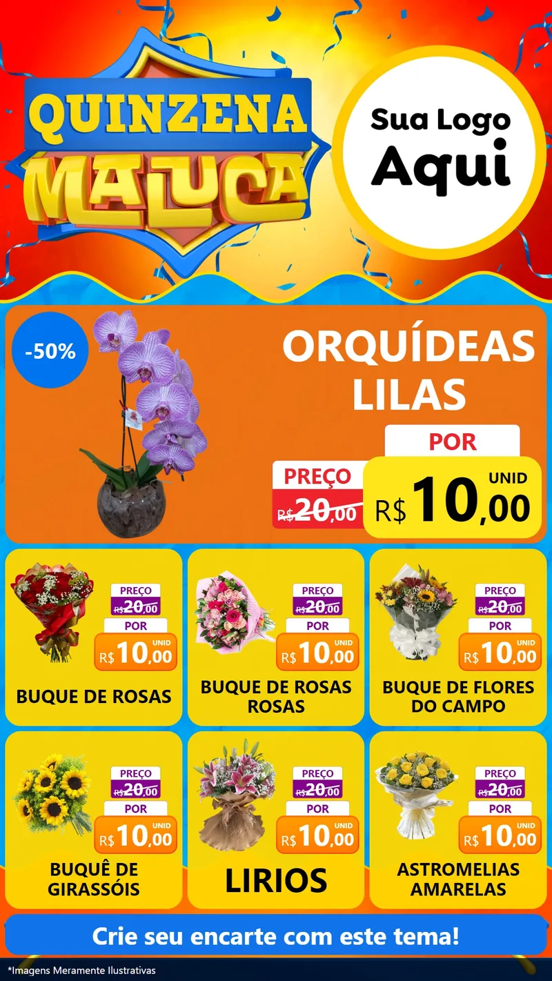 Modelo de Rede Social para Stories com o tema Quinzena Maluca para Floricultura e jardim