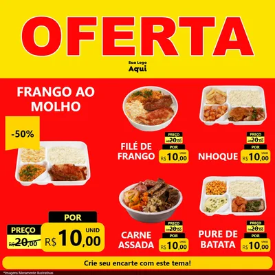 Modelo de Rede Social para Feed Facebook com o tema OFERTA - Vermelho Cartaz para Restaurante