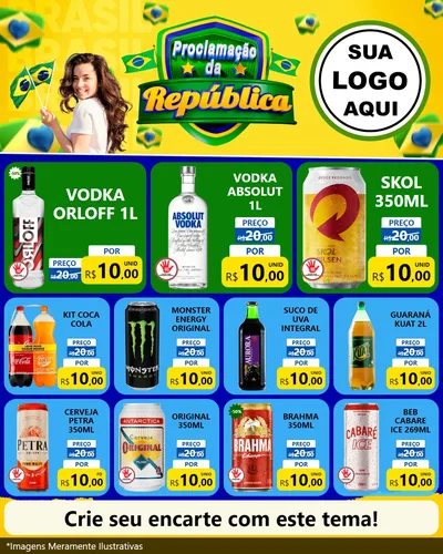Modelo de Rede Social para Feed Instagram com o tema Proclamação da República para Distribuidora de bebidas