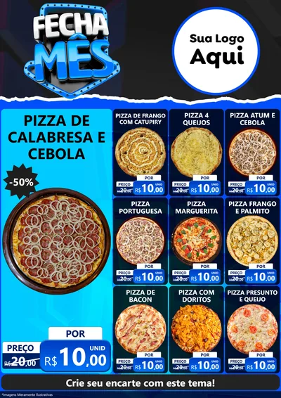 Modelo de Encarte para Encarte A4 Vertical com o tema Fecha Mês para Pizzaria