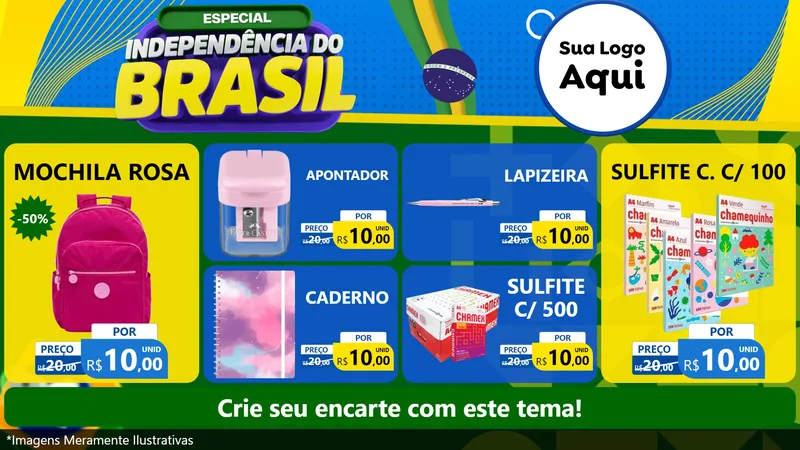 Modelo de TV para TV Horizontal com o tema Especial Independência do Brasil para Papelaria
