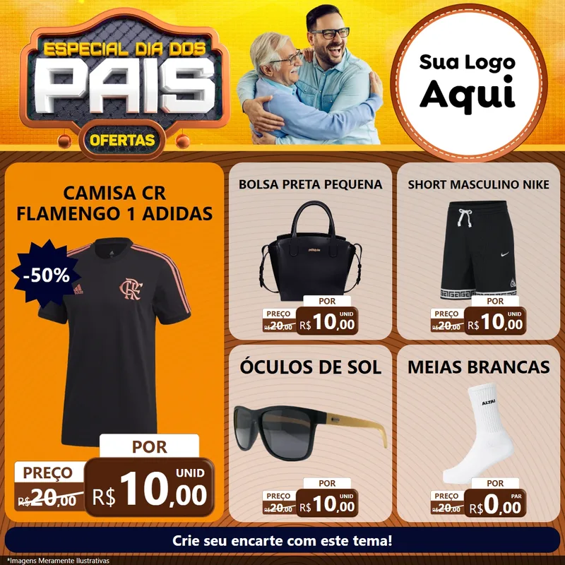Modelo de Rede Social para Feed Facebook com o tema Especial Dia dos Pais para Roupas e acessórios