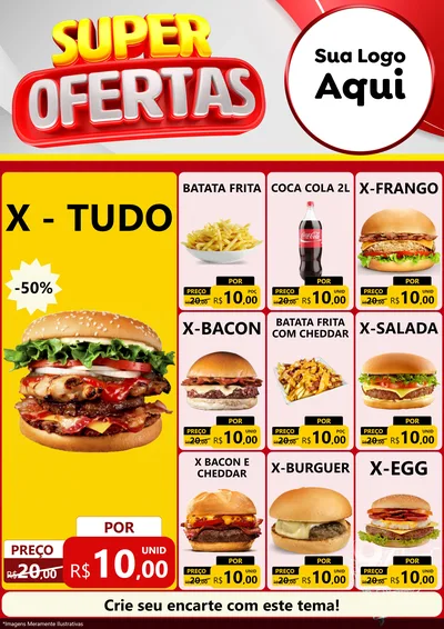 Modelo de Encarte para Encarte A4 Vertical com o tema Super Ofertas para Hamburgueria