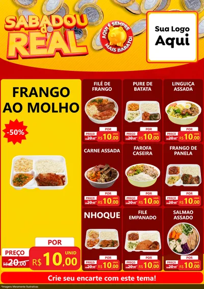 Modelo de Encarte para Encarte A4 Vertical com o tema Sabadou do Real para Restaurante