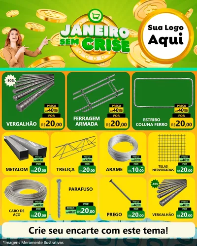 Modelo de Rede Social para Feed Instagram com o tema Janeiro Sem Crise para Ferragens