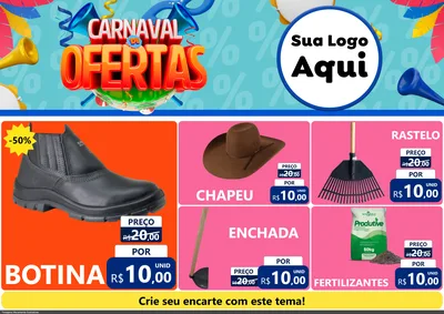 Modelo de Encarte para Encarte A4 Horizontal com o tema Carnaval de Ofertas para Agropecuária