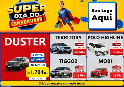 Modelo de Encarte para Encarte A4 Horizontal com o tema Super Dia do Consumidor para Concessionaria de Carros