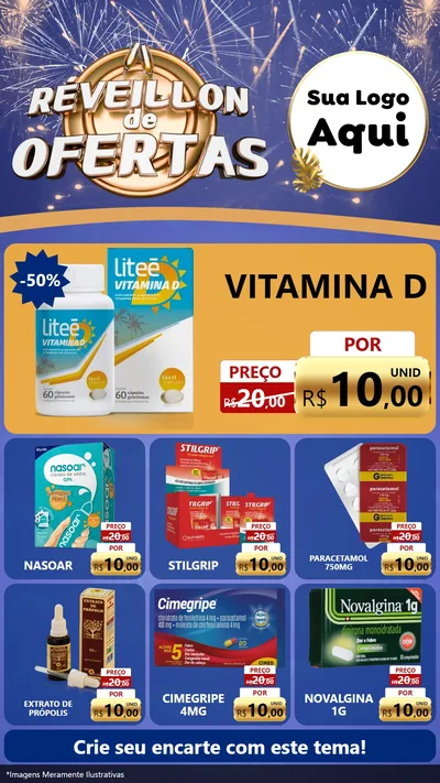 Modelo de Rede Social para Stories com o tema Réveillon de Ofertas para Farmácia