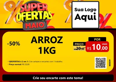 Modelo de Cartaz para Cartaz A4 Horizontal com o tema Super Ofertas Maio para Supermercado