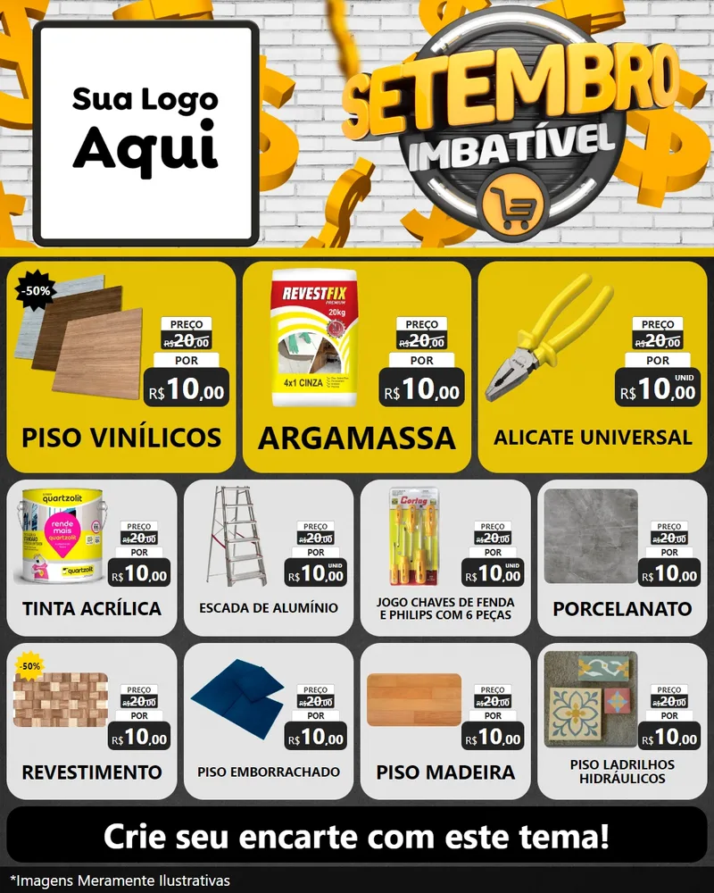 Modelo de Rede Social para Feed Instagram com o tema Setembro Imbatível para Material para Construção