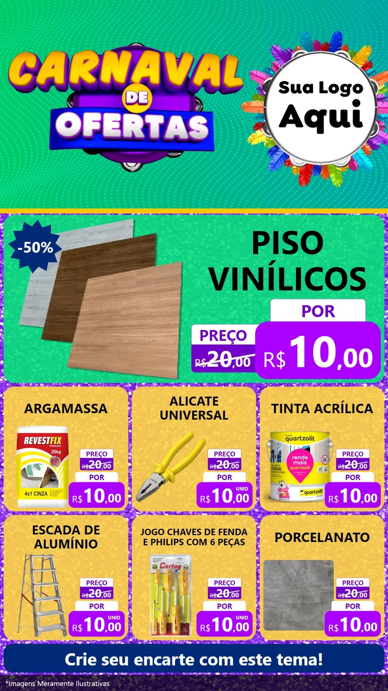 Modelo de Rede Social para Stories com o tema Carnaval de Ofertas para Material para Construção