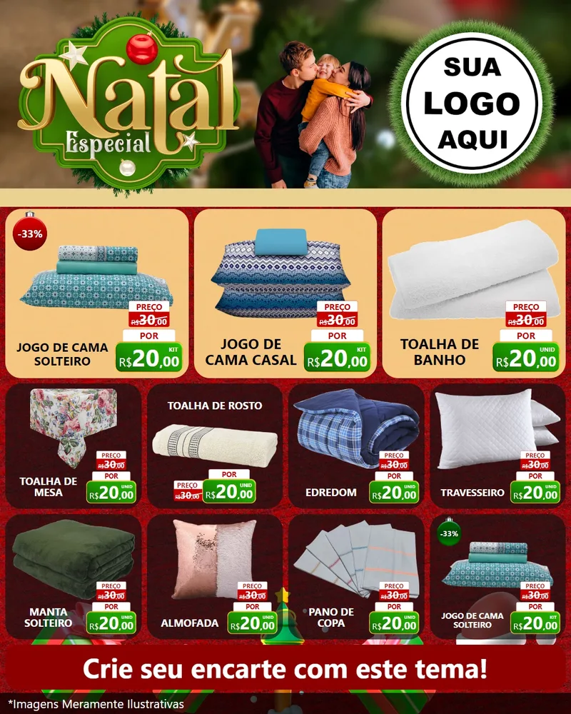 Modelo de Rede Social para Feed Instagram com o tema Natal Especial para Cama, Mesa e Banho