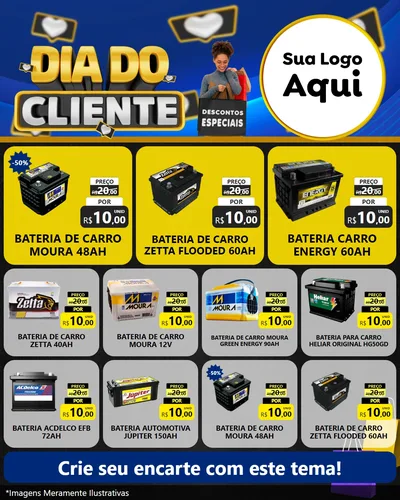 Modelo de Rede Social para Feed Instagram com o tema Dia Do Cliente para Baterias Elétricas