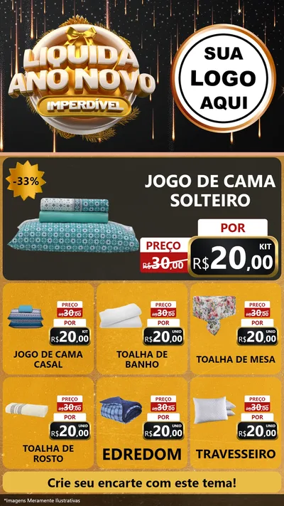 Modelo de Rede Social para Stories com o tema Liquida Ano Novo Imperdível para Cama, Mesa e Banho