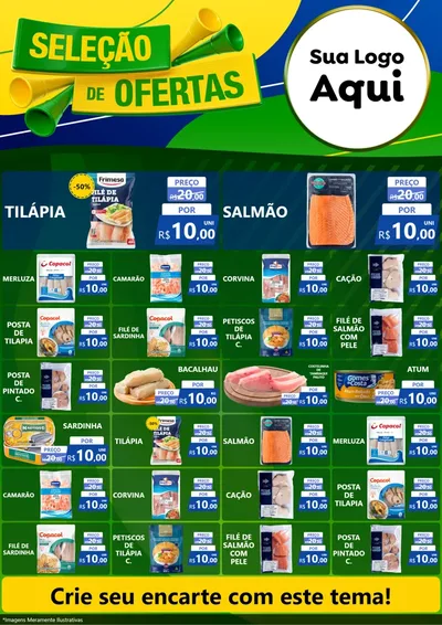 Modelo de Encarte para Encarte A4 Vertical com o tema Seleção de Ofertas - Copa para Peixaria