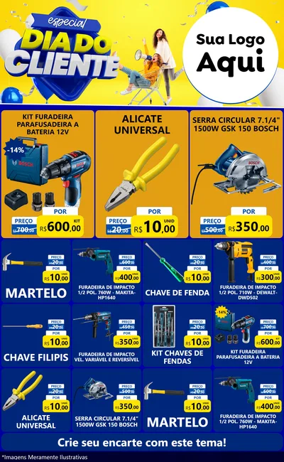 Modelo de Encarte para Encarte Grande com o tema Especial Dia do Cliente para Maquinas e Ferramentas