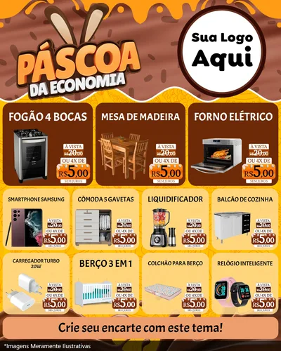 Modelo de Rede Social para Feed Instagram com o tema Páscoa da Economia para Móveis e Eletro