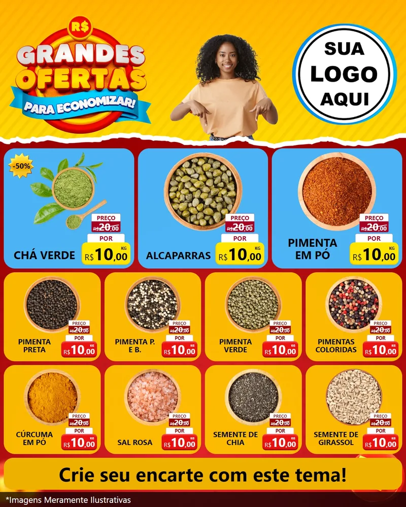 Modelo de Rede Social para Feed Instagram com o tema Grandes Ofertas Para Economizar! para Produtos Naturais