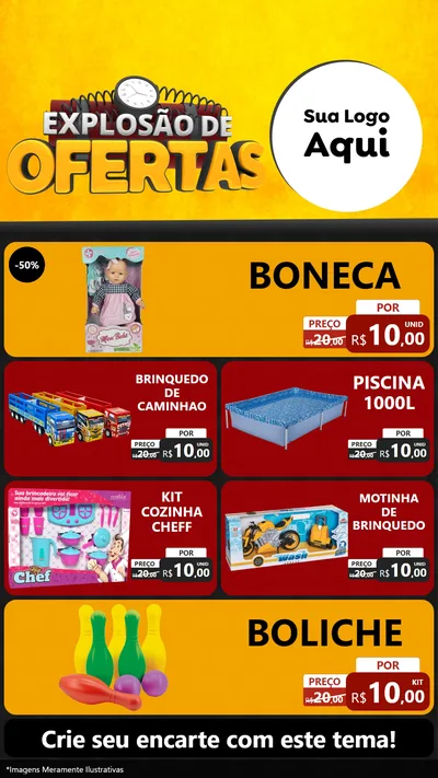 Modelo de TV para TV Vertical com o tema Explosão de Ofertas para Brinquedos