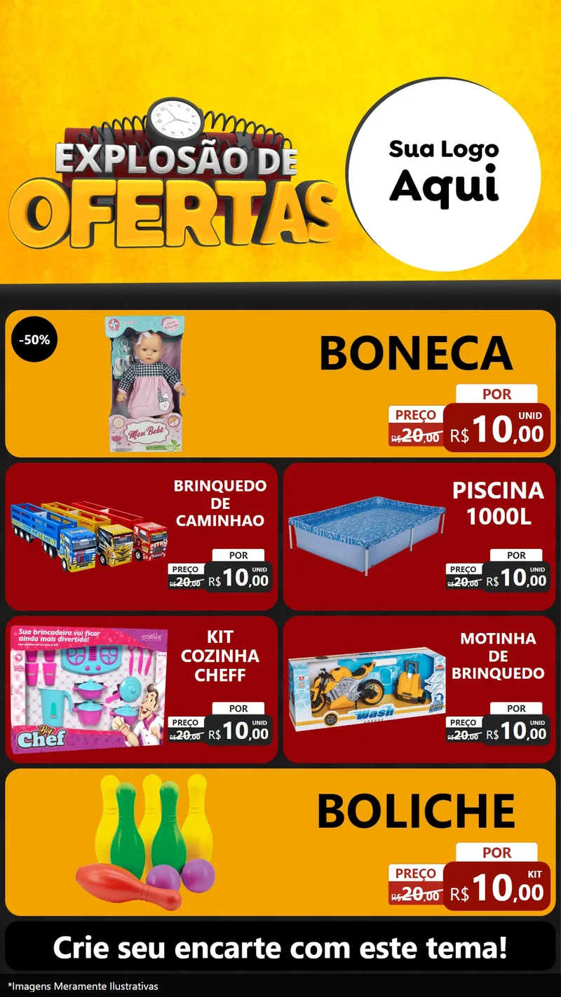 Modelo de TV para TV Vertical com o tema Explosão de Ofertas para Brinquedos