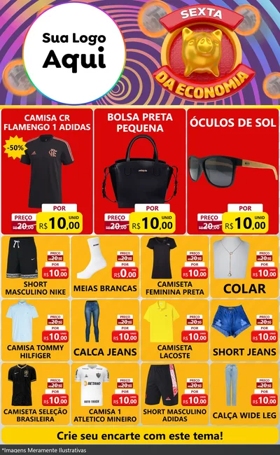 Modelo de Encarte para Encarte Grande com o tema Sexta da Economia para Roupas e acessórios