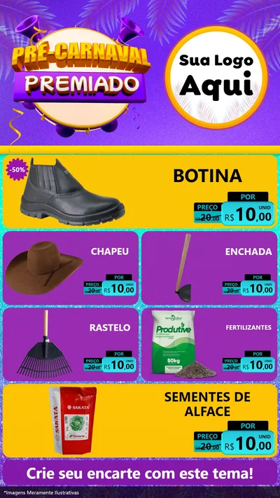 Modelo de TV para TV Vertical com o tema Pré-Carnaval Premiado para Agropecuária