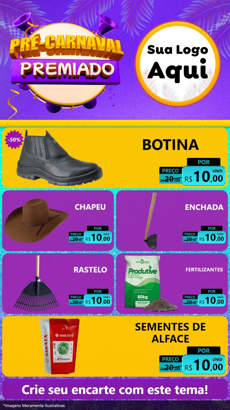 Modelo de TV para TV Vertical com o tema Pré-Carnaval Premiado para Agropecuária