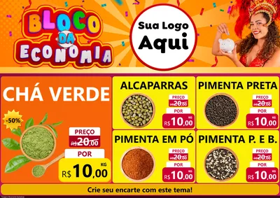 Modelo de Encarte para Encarte A4 Horizontal com o tema Bloco da Economia para Produtos Naturais