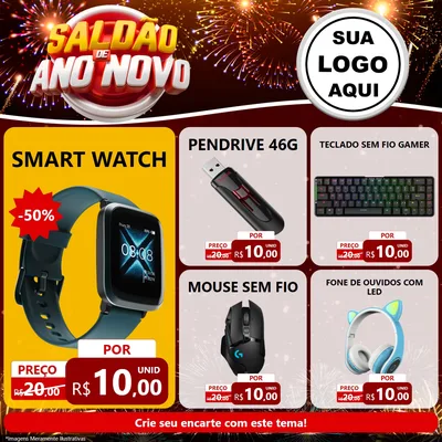 Modelo de Rede Social para Feed Facebook com o tema Saldão de Ano Novo para Informática