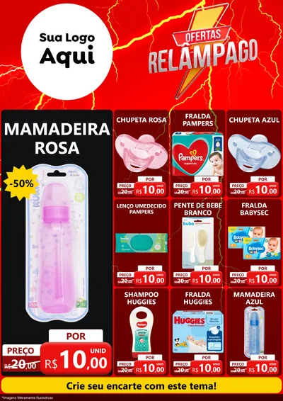 Modelo de Encarte para Encarte A4 Vertical com o tema Ofertas Relâmpago para Bebês