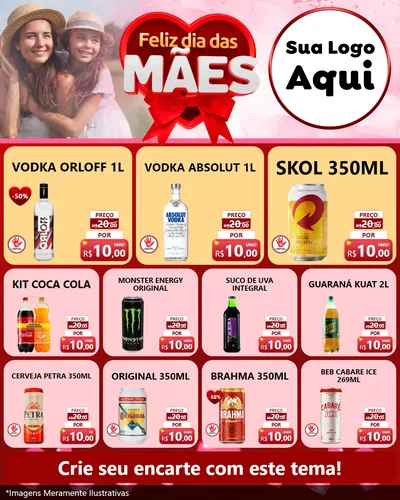 Modelo de Rede Social para Feed Instagram com o tema Feliz Dia Das Mães para Distribuidora de bebidas