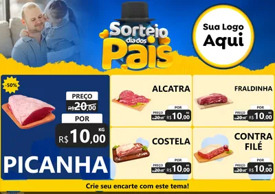 Modelo de Encarte para Encarte A4 Horizontal com o tema Sorteio Dia Dos Pais para Açougue