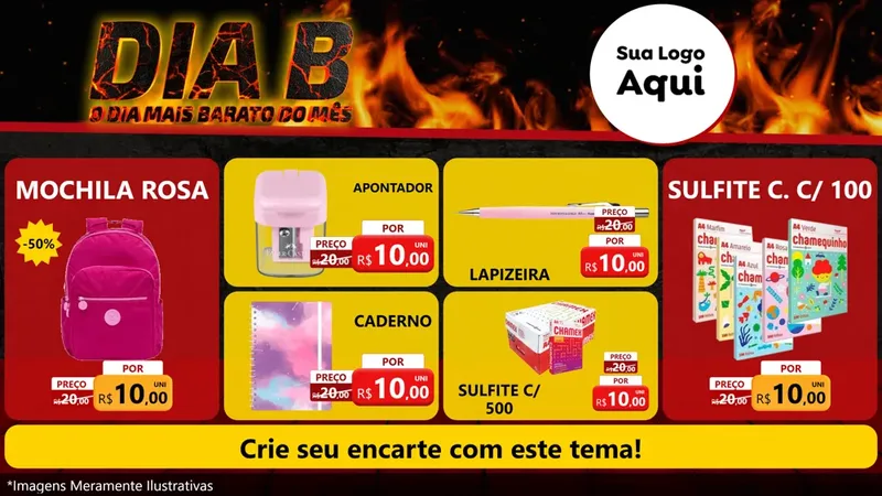 Modelo de TV para TV Horizontal com o tema Dia B para Papelaria