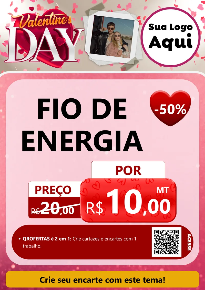 Modelo de Cartaz para Cartaz A4 Vertical com o tema Valentine's Day para Materiais Elétricos