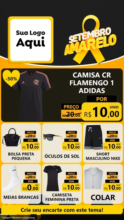 Modelo de Rede Social para Stories com o tema Setembro Amarelo para Roupas e acessórios