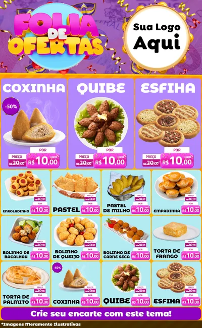 Modelo de Encarte para Encarte Grande com o tema Folia de Ofertas para Salgadaria