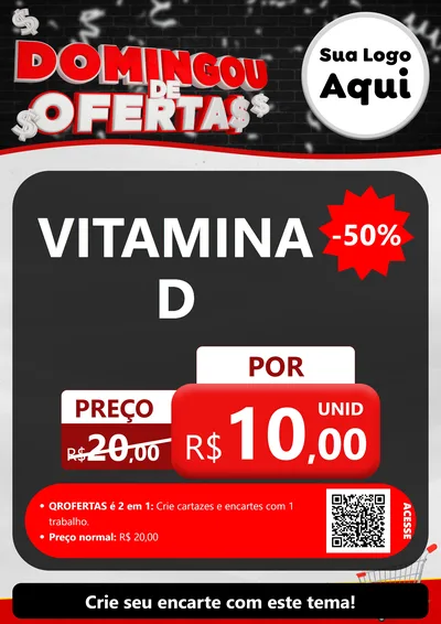 Modelo de Cartaz para Cartaz A4 Vertical com o tema Domingou de Ofertas para Farmácia