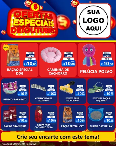 Modelo de Rede Social para Feed Instagram com o tema Ofertas Especiais de Outubro para Pet Shop