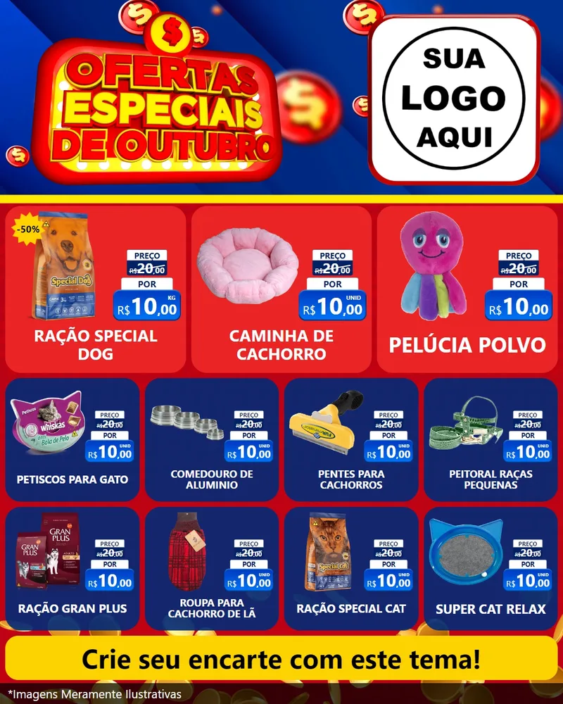 Modelo de Rede Social para Feed Instagram com o tema Ofertas Especiais de Outubro para Pet Shop