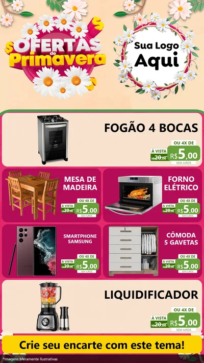 Modelo de TV para TV Vertical com o tema Ofertas de Primavera para Móveis e Eletro