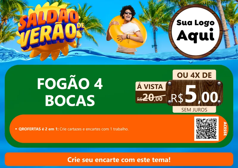 Modelo de Cartaz para Cartaz A4 Horizontal com o tema Saldão de Verão para Móveis e Eletro