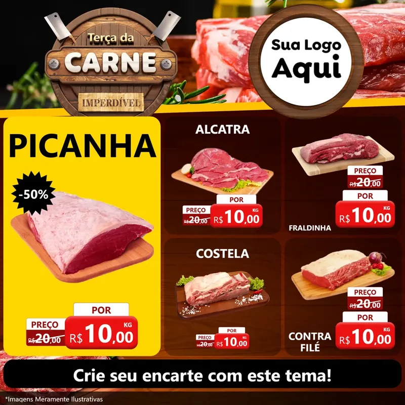 Modelo de Rede Social para Feed Facebook com o tema Terça Da Carne para Açougue