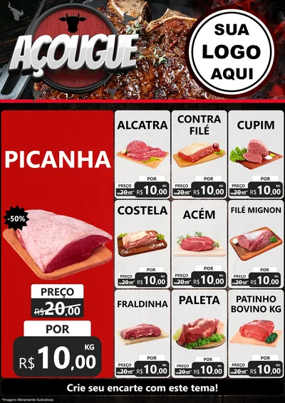 Modelo de Encarte para Encarte A4 Vertical com o tema Açougue para Açougue