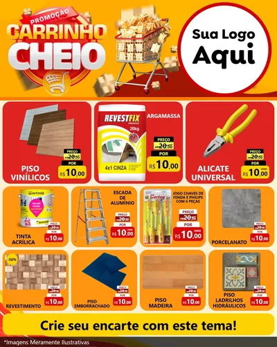 Modelo de Rede Social para Feed Instagram com o tema Promoção carrinho cheio para Material para Construção