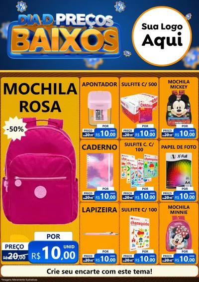 Modelo de Encarte para Encarte A4 Vertical com o tema Dia D Preço Baixo para Papelaria