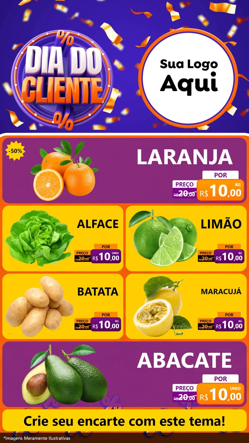 Modelo de TV para TV Vertical com o tema Dia do Cliente para Hortifrúti